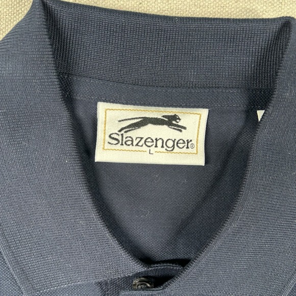 Vintage Slazenger Shirt Mens L Golf Polo Sports Illustrated Navy Blue Y2K Preppy - Picture 3 of 10